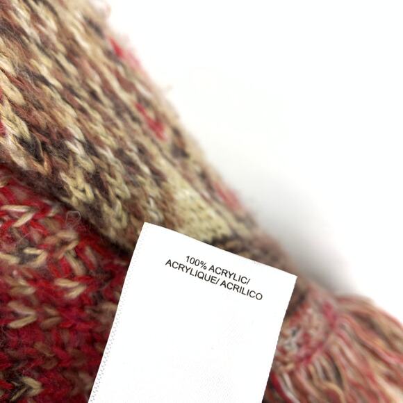 Lucky Brand Women's Size Medium Waterfall Front Cardigan Sweater Beige Red Print - Picture 6 of 6